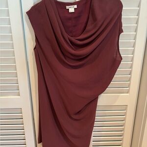 Helmut Lang Draped Cowl-Neck Sleeveless Dress – Elegant Mauve (Size 0)